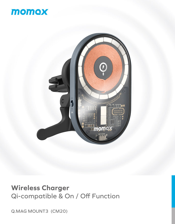 Q.Mag Mount 3 15W Magnetic Wireless Charging Car Mount CM20