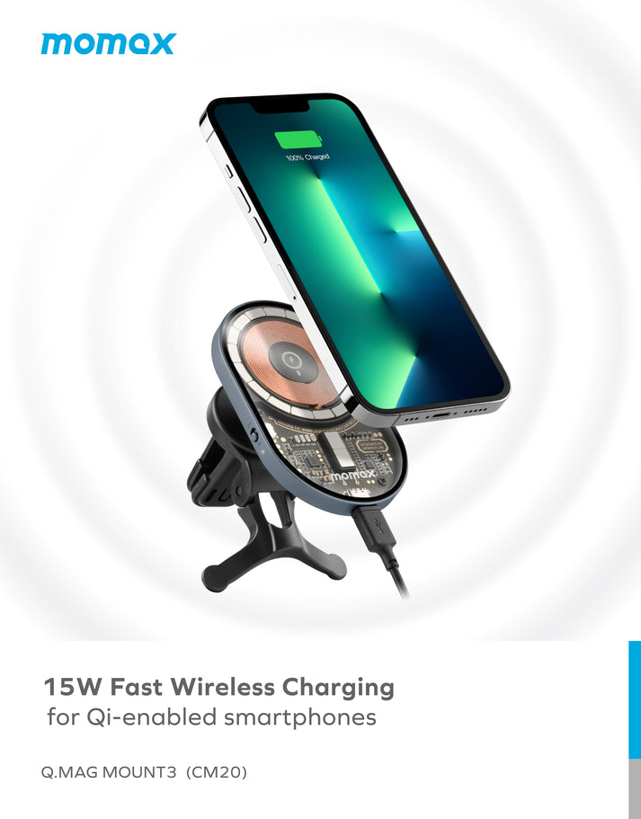 Q.Mag Mount 3 15W Magnetic Wireless Charging Car Mount CM20