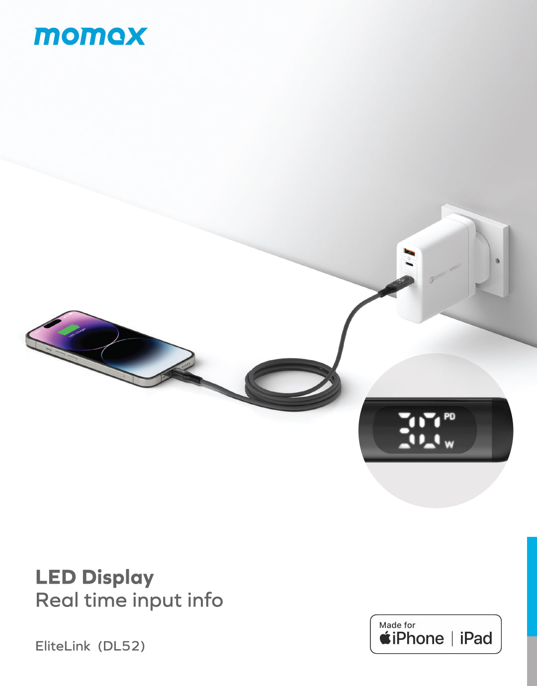 Elitelink USB C To Lightning PD 30W USB-C To Lightning with LED display (1.2M) DL52