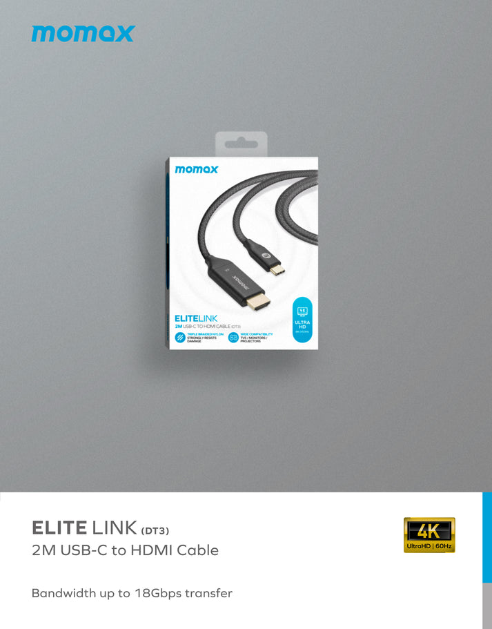 Elite Link USB-C to HDMI 2.0 4K Cable 2m DT3