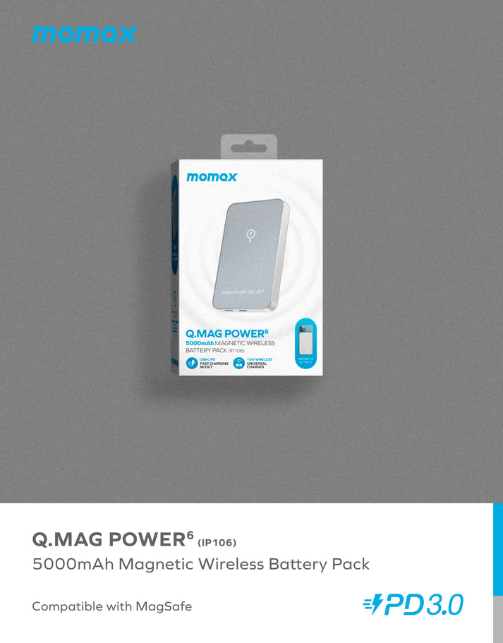 Q.Mag Power 6 Magnetic Wireless Battery Pack 5000mAh IP106