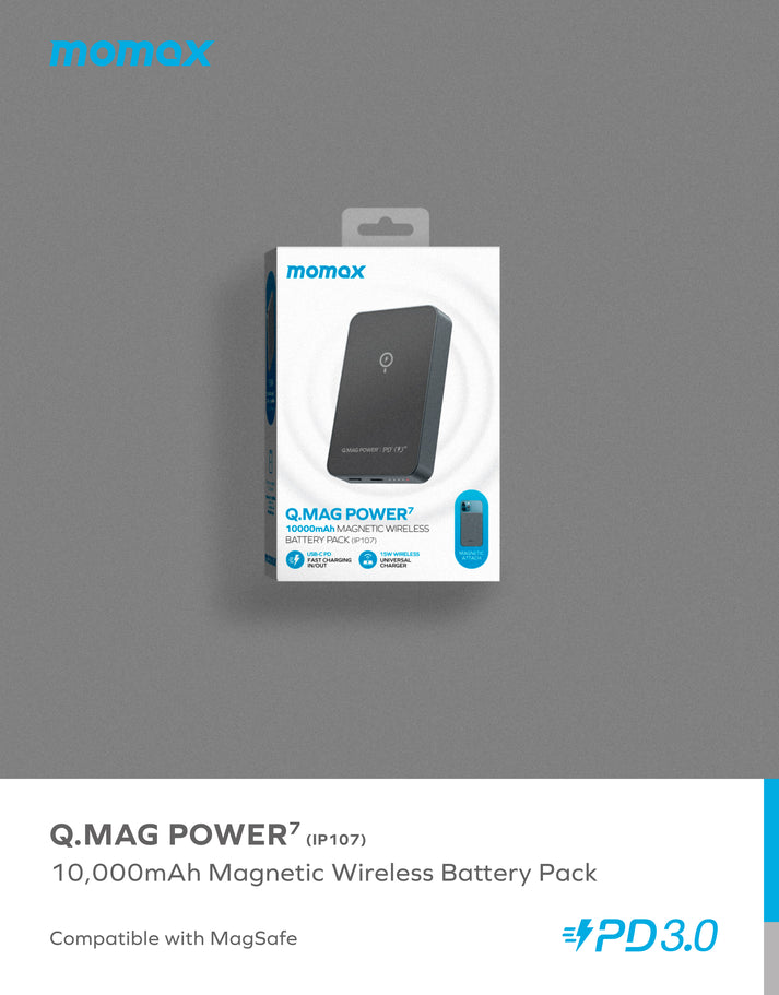 Q.Mag Power 7 Magnetic Wireless Battery Pack 10000mAh IP107