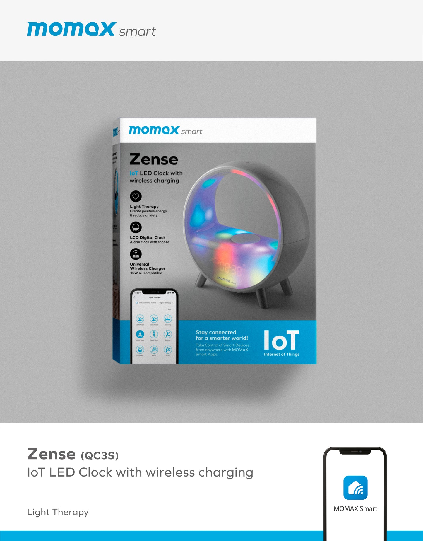 Zense IoT Ambient light with Wireless Charging QC3S