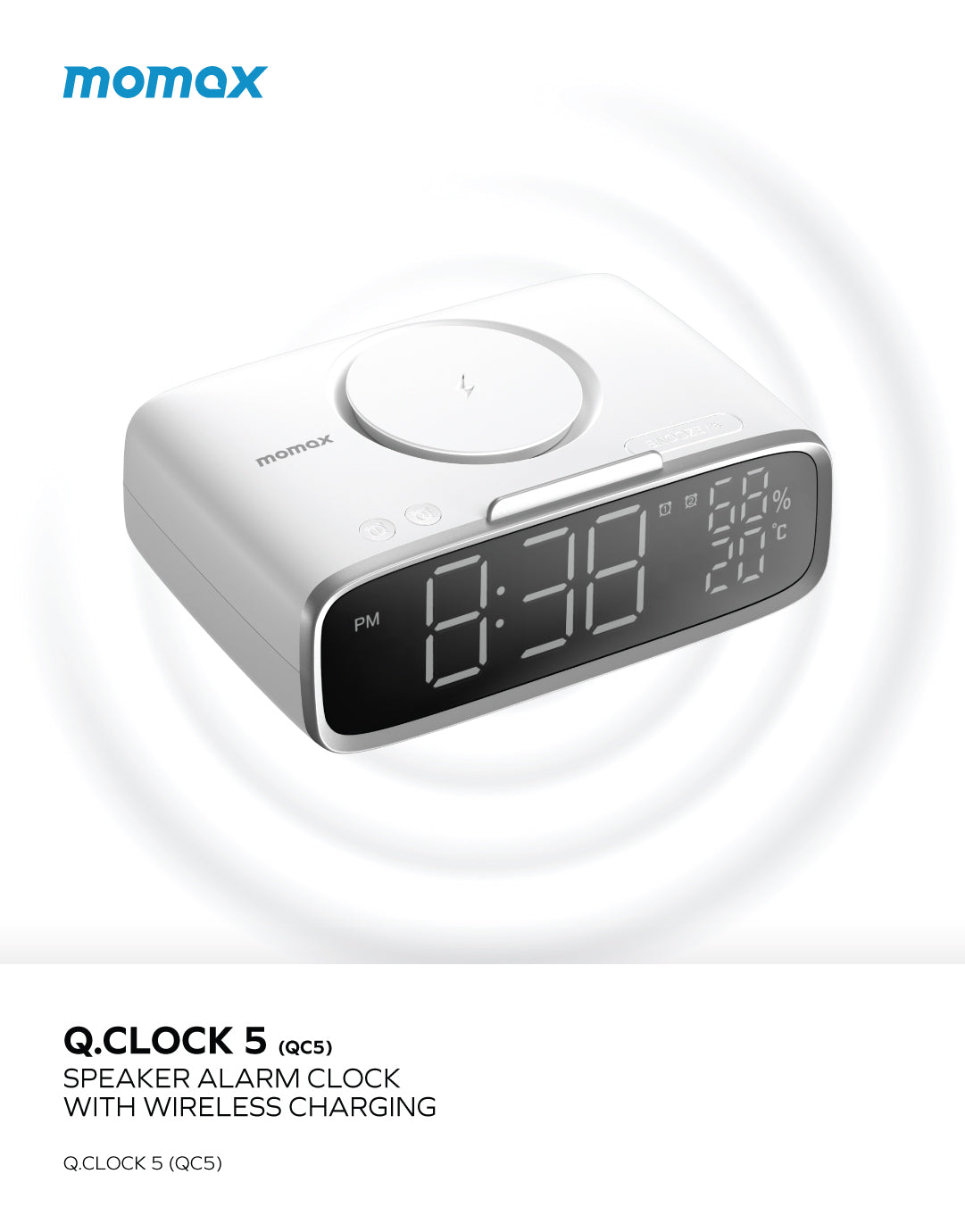 Q.Clock5 Digital Clock with Wireless Charging QC5