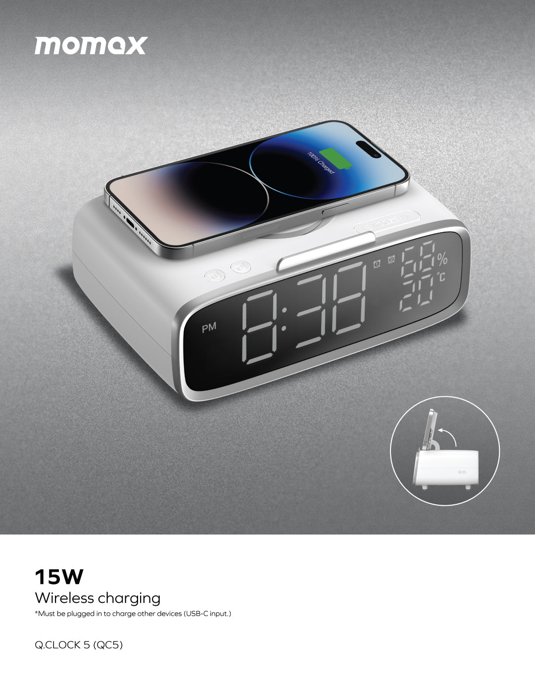 Q.Clock5 Digital Clock with Wireless Charging QC5