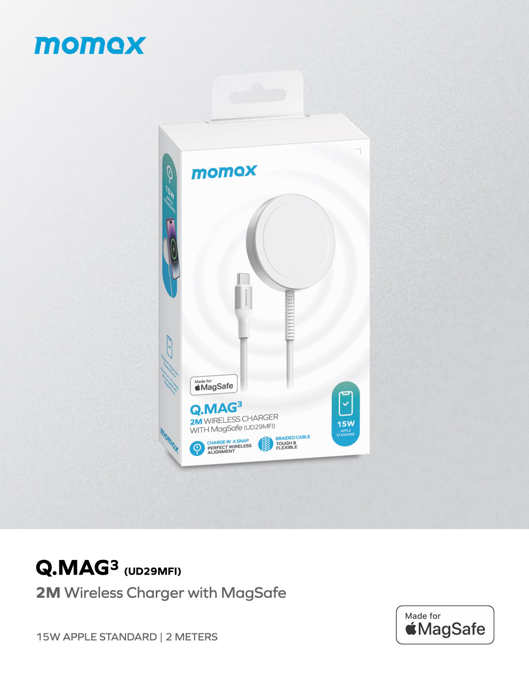 Q.Mag 3 15W Wireless Charger with MagSafe UD29MFI