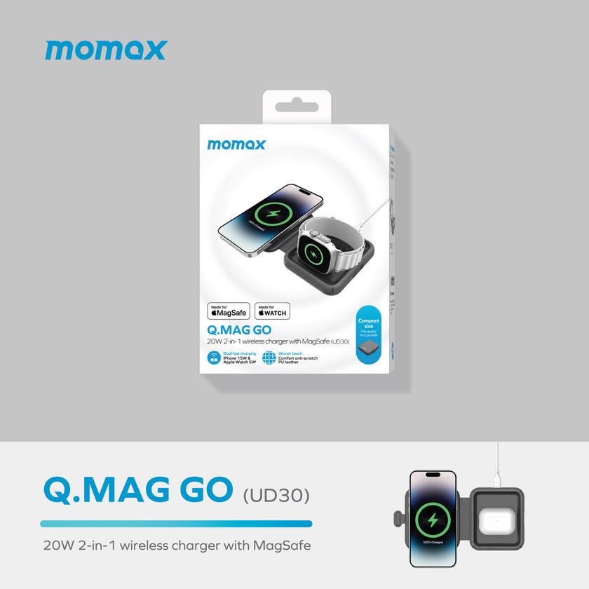 Q.Mag Go Folding MageSafe 2-in-1 Wireless Charger UD30MFI