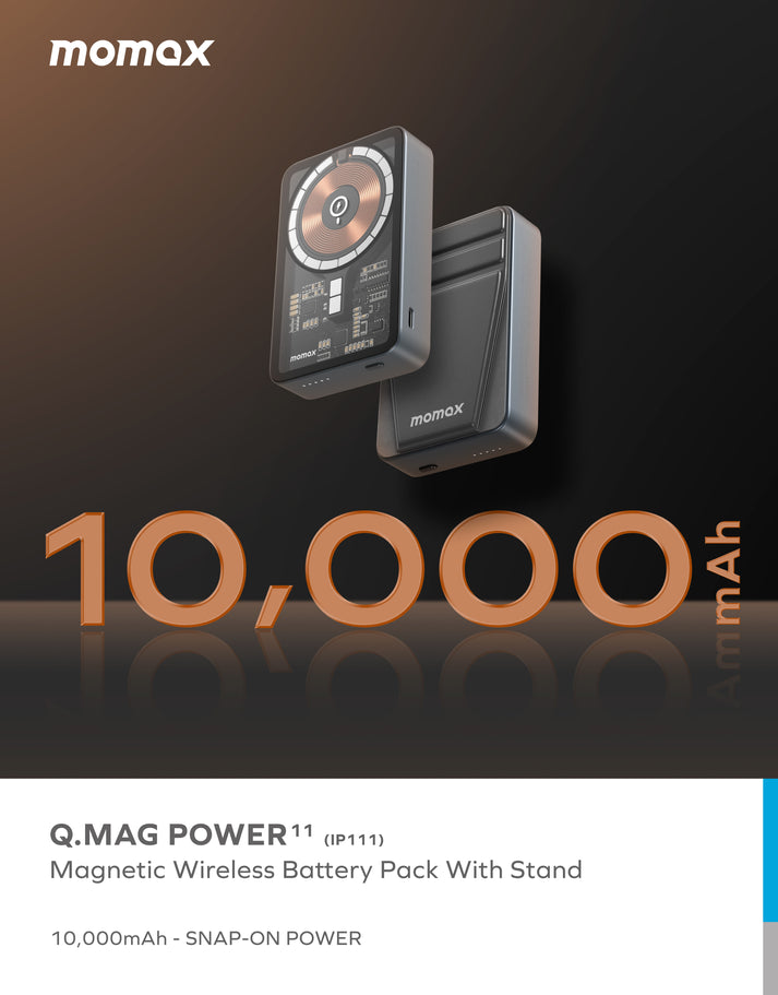 Q.Mag Power 11 Magnetic Wireless Charging Power Bank with Stand 10000mAh IP111