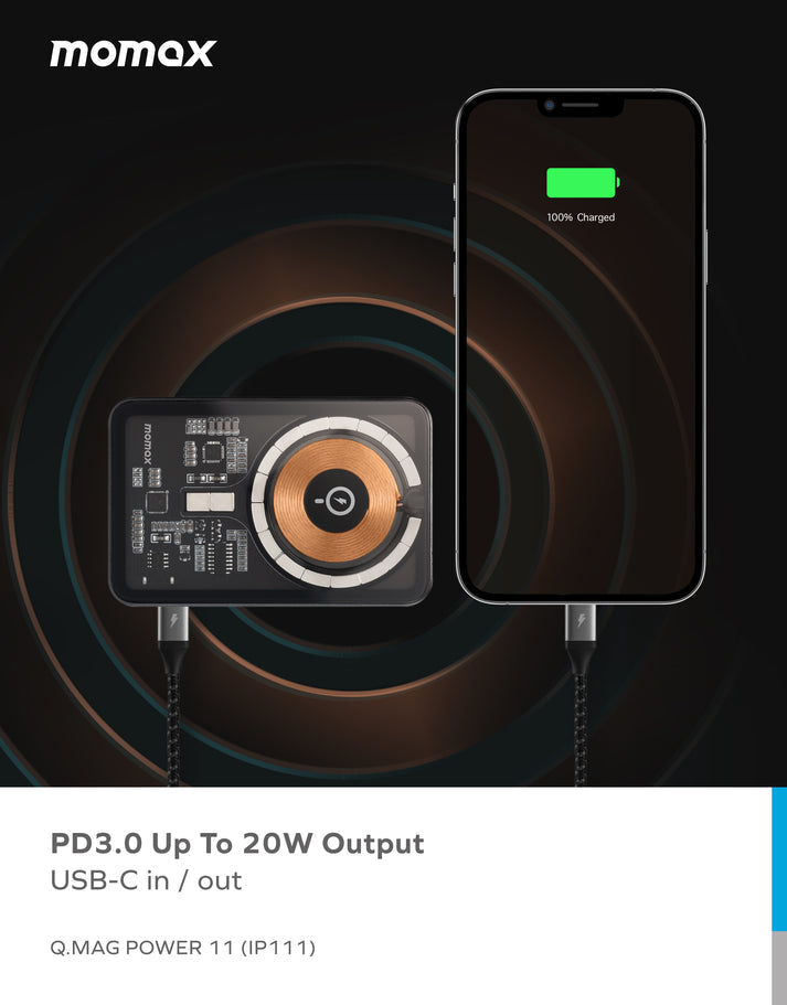 Q.Mag Power 11 Magnetic Wireless Charging Power Bank with Stand 10000mAh IP111