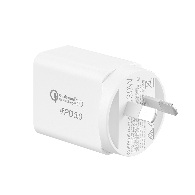 One Plug 30W PD Dual Output Fast Charger UM18 White